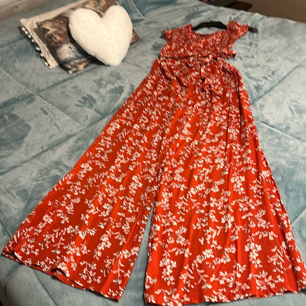 SHEIN size medium or six jumpsuit orange, brown, and white and color